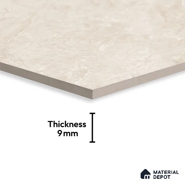 Marble Look Tile TL 08837 6 ft x 4 ft Glossy Finish Vitrified Tile - 9 mm | Adhesive and Spacers Must be Used During Installation