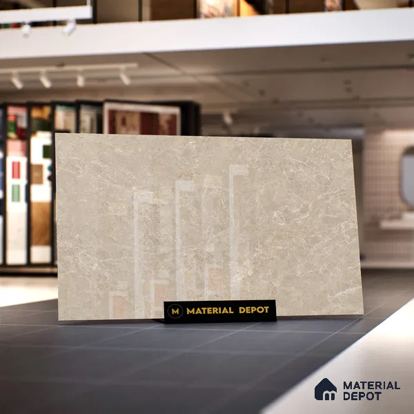 Marble Look Tile TL 09699 6 ft x 4 ft Glossy Finish Vitrified Tile - 9 mm | Adhesive and Spacers Must be Used During Installation