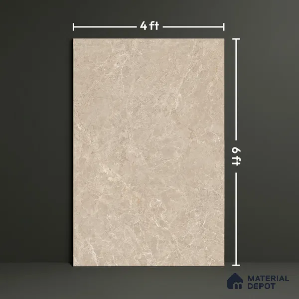 Marble Look Tile TL 09699 6 ft x 4 ft Glossy Finish Vitrified Tile - 9 mm | Adhesive and Spacers Must be Used During Installation