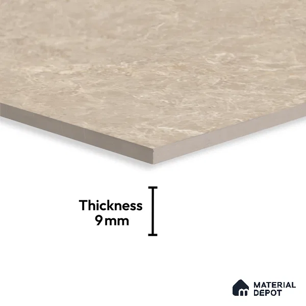Marble Look Tile TL 09699 6 ft x 4 ft Glossy Finish Vitrified Tile - 9 mm | Adhesive and Spacers Must be Used During Installation