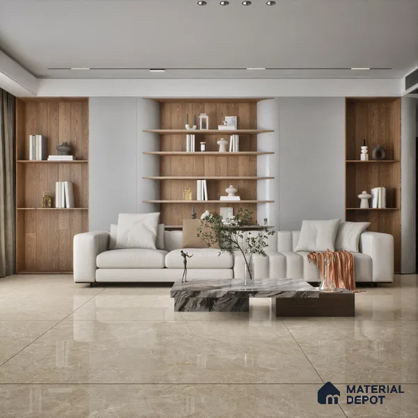 Marble Look Tile TL 09699 6 ft x 4 ft Glossy Finish Vitrified Tile - 9 mm | Adhesive and Spacers Must be Used During Installation
