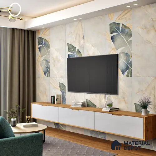 Tropical Wall Tile TL 06640 B Selva Onyx Crema Decore 4 ft x 2 ft Matte Finish Vitrified Tile - 9 mm | 3 Random Face | Suitable for Living Room, Bedroom, Bathroom, Dining