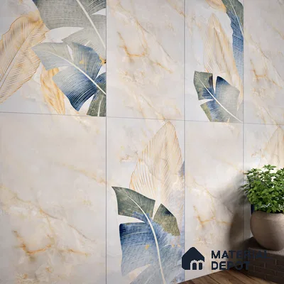 Tropical Wall Tile TL 06640 B Selva Onyx Crema Decore 4 ft x 2 ft Matte Finish Vitrified Tile - 9 mm | 3 Random Face | Suitable for Living Room, Bedroom, Bathroom, Dining (Sample)