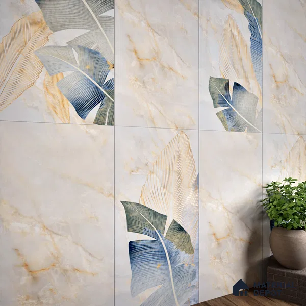 Tropical Wall Tile TL 06640 B Selva Onyx Crema Decore 4 ft x 2 ft Matte Finish Vitrified Tile - 9 mm | 3 Random Face | Suitable for Living Room, Bedroom, Bathroom, Dining (Sample)