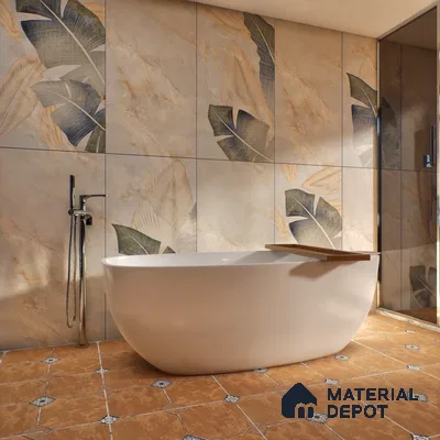 Tropical Wall Tile TL 06640 B Selva Onyx Crema Decore 4 ft x 2 ft Matte Finish Vitrified Tile - 9 mm | 3 Random Face | Suitable for Living Room, Bedroom, Bathroom, Dining (Sample)