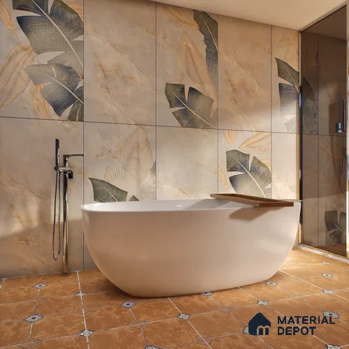 Tropical Wall Tile TL 06640 B Selva Onyx Crema Decore 4 ft x 2 ft Matte Finish Vitrified Tile - 9 mm | 3 Random Face | Suitable for Bathroom, Accent/Feature Wall, Dining Area