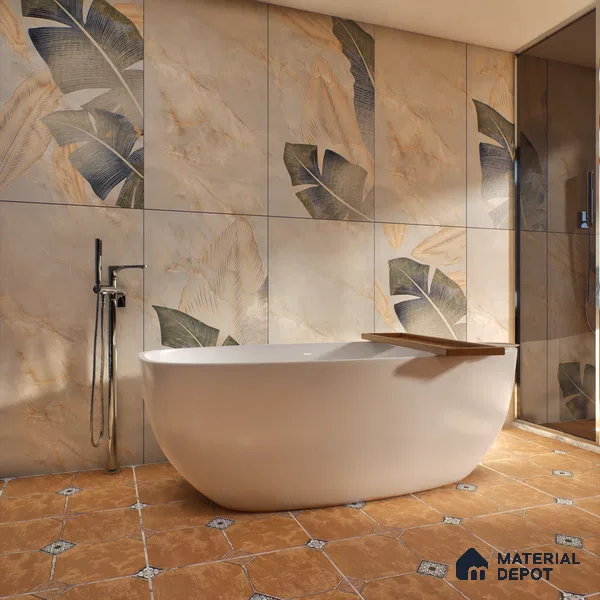 Tropical Wall Tile TL 06640 B Selva Onyx Crema Decore 4 ft x 2 ft Matte Finish Vitrified Tile - 9 mm | 3 Random Face | Suitable for Living Room, Bedroom, Bathroom, Dining (Sample)