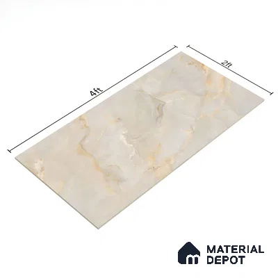 Marble Look Wall & Floor Tile TL 06640 Selva Onyx Crema Glit 4 ft x 2 ft Vitrified Matte Finish - 9 mm | (Random 6) | Suitable for Living Room, Bedroom, Bathroom, Kitchen, Office, Elevation & Dining