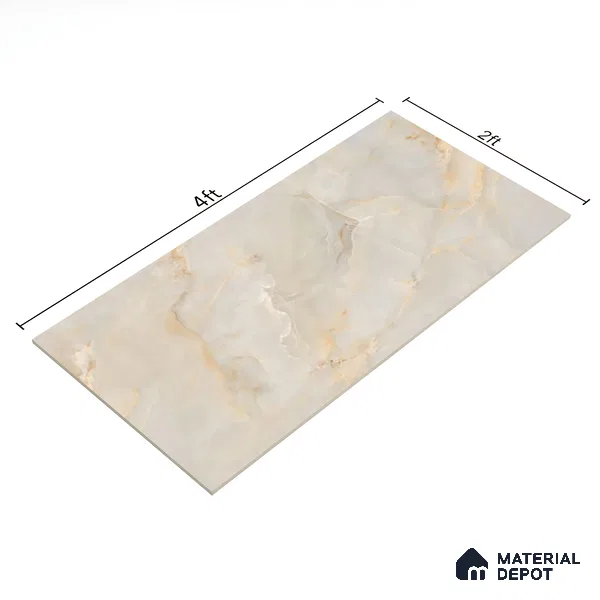 Marble Look Wall & Floor Tile TL 06640 Selva Onyx Crema Glit 4 ft x 2 ft Vitrified Matte Finish - 9 mm | (Random 6) | Suitable for Living Room, Bedroom, Bathroom, Kitchen, Office, Elevation & Dining
