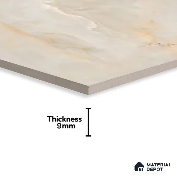 Marble Look Wall & Floor Tile TL 06640 Selva Onyx Crema Glit 4 ft x 2 ft Vitrified Matte Finish - 9 mm | (Random 6) | Suitable for Living Room, Bedroom, Bathroom, Kitchen, Office, Elevation & Dining