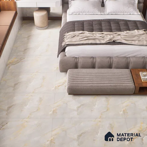 Marble Look Wall & Floor Tile TL 06640 Selva Onyx Crema Glit 4 ft x 2 ft Vitrified Matte Finish - 9 mm | (Random 6) | Suitable for Living Room, Bedroom, Bathroom, Kitchen, Office, Elevation & Dining