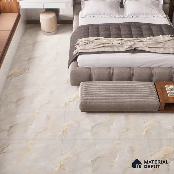 Marble Look Wall & Floor Tile TL 06640 Selva Onyx Crema Glit 4 ft x 2 ft Vitrified Matte Finish - 9 mm | (Random 6) | Suitable for Living Room, Bedroom, Bathroom, Kitchen, Office, Elevation & Dining