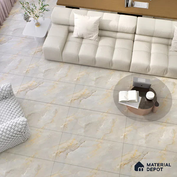 Marble Look Wall & Floor Tile TL 06640 Selva Onyx Crema Glit 4 ft x 2 ft Vitrified Matte Finish - 9 mm | (Random 6) | Suitable for Living Room, Bedroom, Bathroom, Kitchen, Office, Elevation & Dining