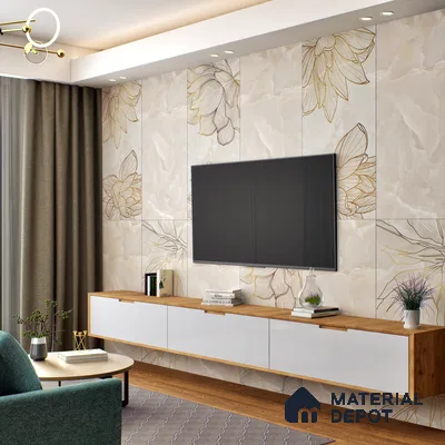 Floral Wall Tile TL 06637 B Rose Onyx Crema Decore 4 ft x 2 ft Matte Finish Vitrified Tile - 9 mm | 3 Random Face | Suitable for Living Room, Bedroom, Bathroom, Dining (Sample)