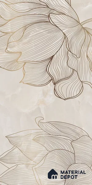 Floral Wall Tile TL 06637 B Rose Onyx Crema Decore 4 ft x 2 ft Matte Finish Vitrified Tile - 9 mm | 3 Random Face | Suitable for Living Room, Bedroom, Bathroom, Dining (Sample)