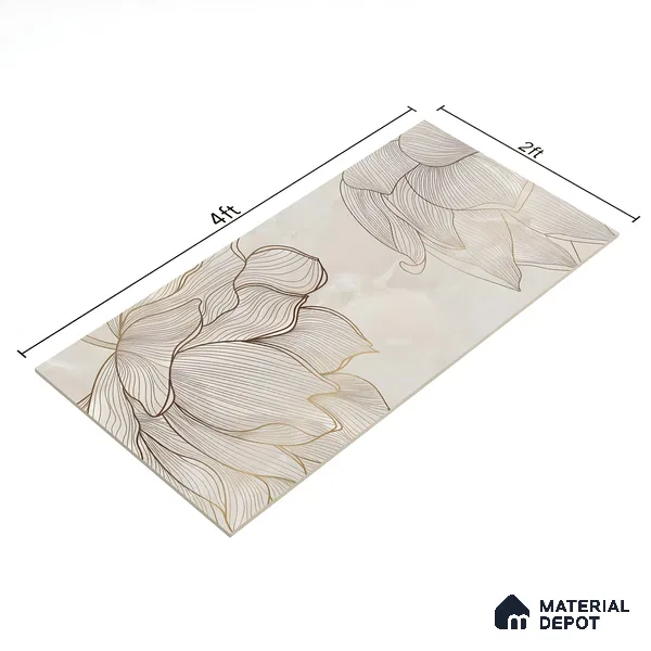 Floral Wall Tile TL 06637 B Rose Onyx Crema Decore 4 ft x 2 ft Matte Finish Vitrified Tile - 9 mm | 3 Random Face | Suitable for Living Room, Bedroom, Bathroom, Dining (Sample)