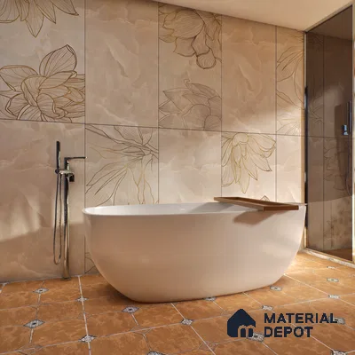 Floral Wall Tile TL 06637 B Rose Onyx Crema Decore 4 ft x 2 ft Matte Finish Vitrified Tile - 9 mm | 3 Random Face | Suitable for Living Room, Bedroom, Bathroom, Dining (Sample)