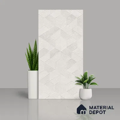 Highlighter Wall Tile TL 06642 B Fontana Bianco Hexa 4 ft x 2 ft Vitrified Matte Finish - 9 mm | (Random 5) | Suitable for Living Room, Bedroom, Bathroom, Kitchen, Office, Elevation & Dining (Sample)