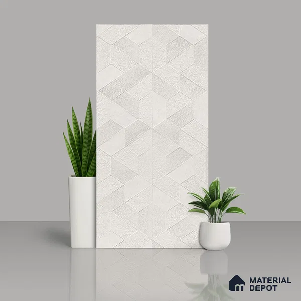 Highlighter Wall Tile TL 06642 B Fontana Bianco Hexa 4 ft x 2 ft Vitrified Matte Finish - 9 mm | (Random 5) | Suitable for Living Room, Bedroom, Bathroom, Kitchen, Office, Elevation & Dining (Sample)