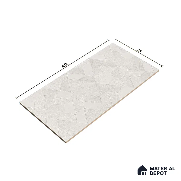 Highlighter Wall Tile TL 06642 B Fontana Bianco Hexa 4 ft x 2 ft Vitrified Matte Finish - 9 mm | (Random 5) | Suitable for Living Room, Bedroom, Bathroom, Kitchen, Office, Elevation & Dining (Sample)