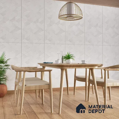 Highlighter Wall Tile TL 06642 B Fontana Bianco Hexa 4 ft x 2 ft Vitrified Matte Finish - 9 mm | (Random 5) | Suitable for Living Room, Bedroom, Bathroom, Kitchen, Office, Elevation & Dining (Sample)