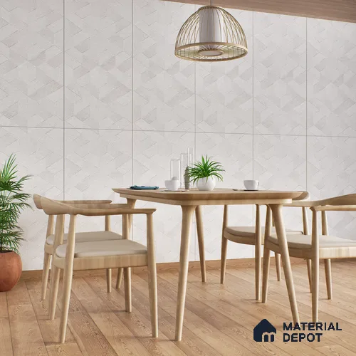 Highlighter Wall Tile TL 06642 B Fontana Bianco Hexa 4 ft x 2 ft Vitrified Matte Finish - 9 mm | (Random 5) | Suitable For Bathroom, Accent/Feature Wall, Dining Area