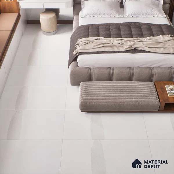 Marble Look Floor Tile TL 06642 Fontana Bianco Glit 4 ft x 2 ft Vitrified Matte Finish - 9 mm | (Random 5) | Suitable for Living Room, Bedroom, Bathroom, Kitchen, Office, Elevation & Dining (Sample)