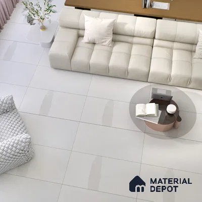 Marble Look Floor Tile TL 06642 Fontana Bianco Glit 4 ft x 2 ft Vitrified Matte Finish - 9 mm | (Random 5) | Suitable for Living Room, Bedroom, Bathroom, Kitchen, Office, Elevation & Dining (Sample)