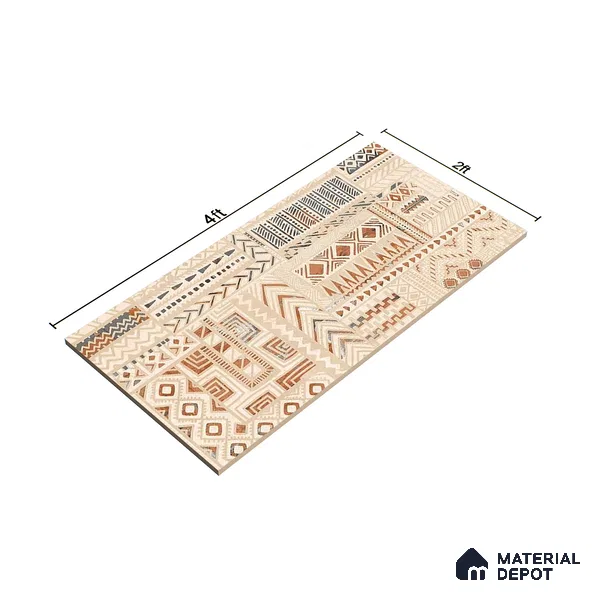 Highlighter Wall Tile TL 06636 B Euri Crema Decore 4 ft x 2 ft Vitrified Matte Finish - 9 mm | (Random 2) | Suitable for Living Room, Bedroom, Bathroom, Kitchen, Office, Elevation & Dining (Sample)