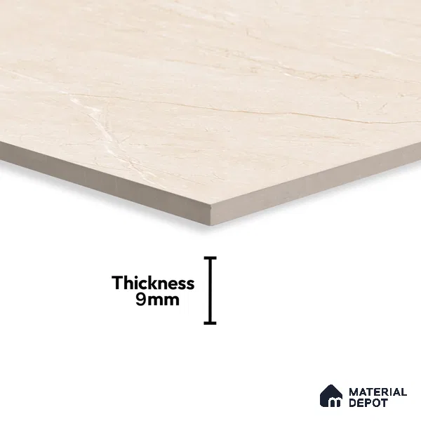 Marble Look Wall & Floor Tile TL 06636 Euri Crema Glit 4 ft x 2 ft Vitrified Matte Finish - 9 mm | (Random 4) | Suitable for Living Room, Bedroom, Bathroom, Kitchen, Office, Elevation & Dining (Sample)