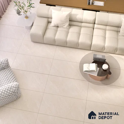 Marble Look Wall & Floor Tile TL 06636 Euri Crema Glit 4 ft x 2 ft Vitrified Matte Finish - 9 mm | (Random 4) | Suitable for Living Room, Bedroom, Bathroom, Kitchen, Office, Elevation & Dining