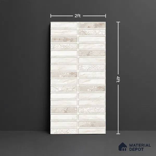 Faux Subway Wall Tile TL 08537 B | Subway Amolite 4 ft x 2 ft Dazel Punch Sugar Matte Finish Porcelain Tile - 9 mm | 4 Random Design | Suitable for Kitchen, Bathroom & Dining Area