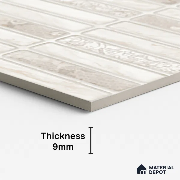 Faux Subway Wall Tile TL 08537 B | Subway Amolite 4 ft x 2 ft Dazel Punch Sugar Matte Finish Porcelain Tile - 9 mm | 4 Random Design | Suitable for Kitchen, Bathroom & Dining Area