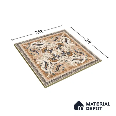 Moroccan Wall & Floor Tile TL 06611 Persian Carpet 2 ft x 2 ft Vitrified Matte Finish - 9 mm | Suitable for Living Room, Balcony, Courtyard | Please Expect a Slight Variation of Pattern (Sample)