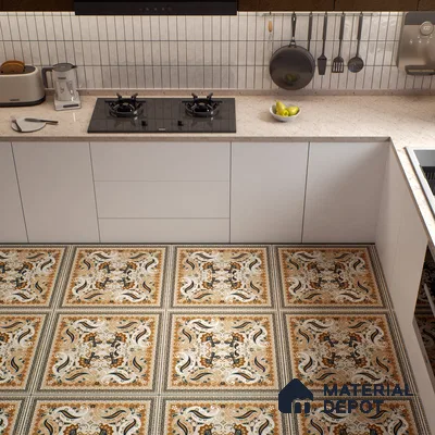 Moroccan Wall & Floor Tile TL 06611 Persian Carpet 2 ft x 2 ft Vitrified Matte Finish - 9 mm | Suitable for Living Room, Balcony, Courtyard | Please Expect a Slight Variation of Pattern (Sample)