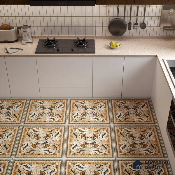 Moroccan Wall & Floor Tile TL 06611 Persian Carpet 2 ft x 2 ft Vitrified Matte Finish - 9 mm | Suitable for Living Room, Balcony, Courtyard | Please Expect a Slight Variation of Pattern (Sample)