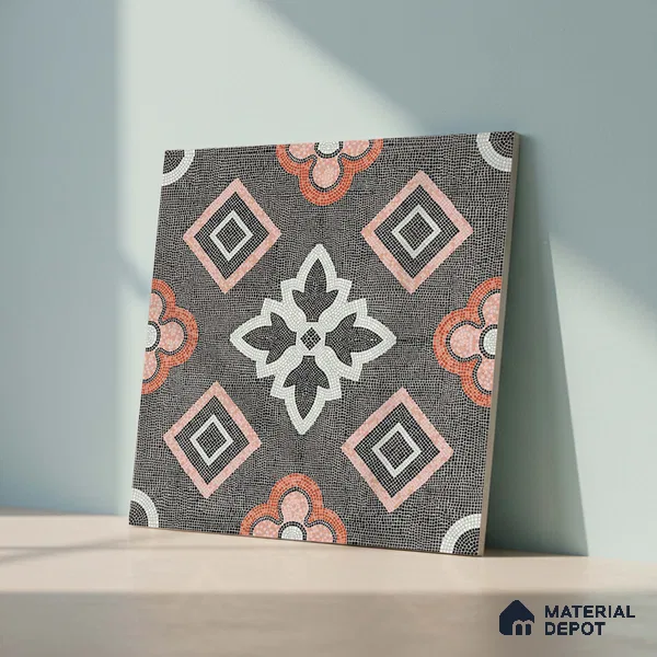 Moroccan Floor & Wall Tile TL 06603 C  2 ft x 2 ft  Vitrified Matte Finish Tile - 9 mm | Suitable For Kitchen, Balcony, Dining Area | Please Expect a Slight Variation of Pattern