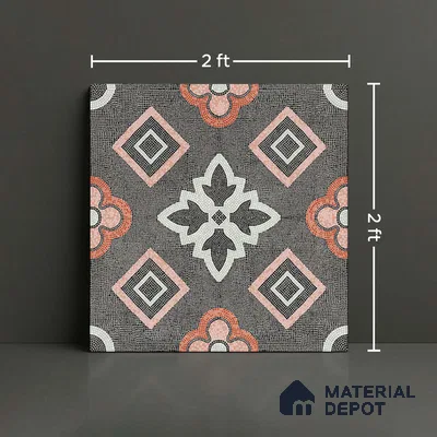 Moroccan Floor & Wall Tile TL 06603 C  2 ft x 2 ft  Vitrified Matte Finish Tile - 9 mm | Suitable For Kitchen, Balcony, Dining Area | Please Expect a Slight Variation of Pattern