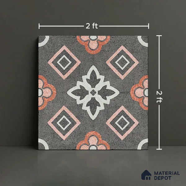 Moroccan Floor & Wall Tile TL 06603 C  2 ft x 2 ft  Vitrified Matte Finish Tile - 9 mm | Suitable For Kitchen, Balcony, Dining Area | Please Expect a Slight Variation of Pattern