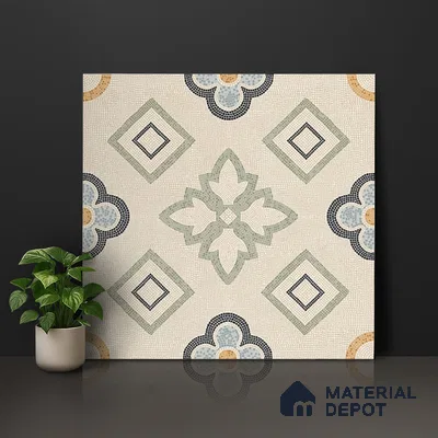 Moroccan Wall & Floor Tile TL 06603 Seta Crema 2 ft x 2 ft Vitrified Matte Finish - 9 mm | Suitable For Kitchen, Balcony, Dining Area | Please Expect a Slight Variation of Pattern