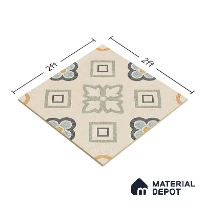 Moroccan Wall & Floor Tile TL 06603 Seta Crema 2 ft x 2 ft Vitrified Matte Finish - 9 mm | Suitable For Kitchen, Balcony, Dining Area | Please Expect a Slight Variation of Pattern