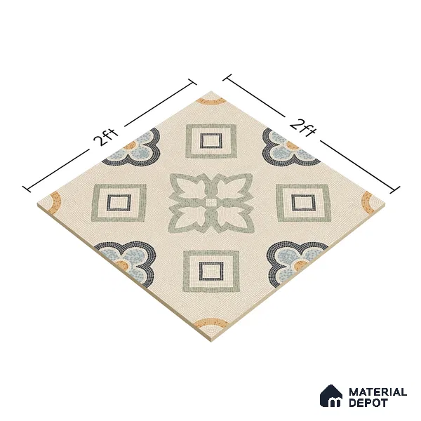 Moroccan Wall & Floor Tile TL 06603 Seta Crema 2 ft x 2 ft Vitrified Matte Finish - 9 mm | Suitable For Kitchen, Balcony, Dining Area | Please Expect a Slight Variation of Pattern