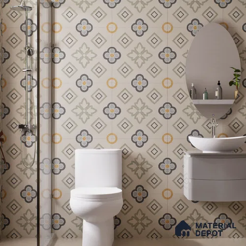 Moroccan Wall & Floor Tile TL 06603 Seta Crema 2 ft x 2 ft Vitrified Matte Finish - 9 mm | Suitable for Living Room, Balcony, Courtyard | Please Expect a Slight Variation of Pattern