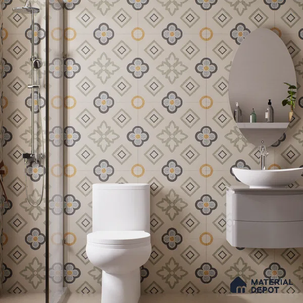 Moroccan Wall & Floor Tile TL 06603 Seta Crema 2 ft x 2 ft Vitrified Matte Finish - 9 mm | Suitable For Kitchen, Balcony, Dining Area | Please Expect a Slight Variation of Pattern