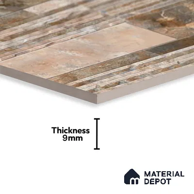 Stacked Stone Wall Tile TL 06587 B Magma Oxido 2 ft x 1 ft Ceramic Matte Finish - 9 mm | Suitable for Courtyard, Stair Lobby Wall, Balcony, Elevation (Sample)
