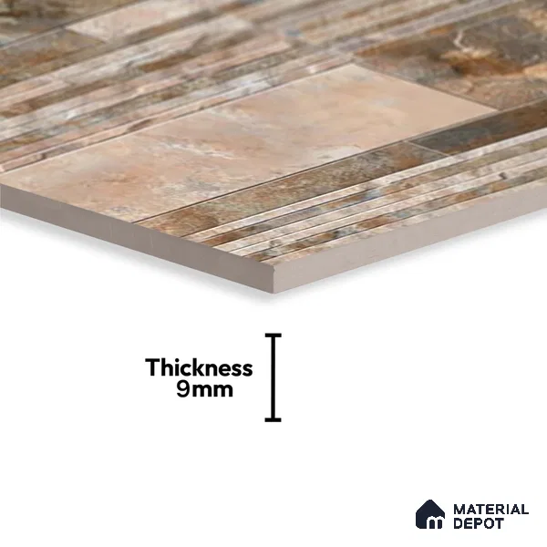 Stacked Stone Wall Tile TL 06587 B Magma Oxido 2 ft x 1 ft Ceramic Matte Finish - 9 mm | Suitable for Courtyard, Stair Lobby Wall, Balcony, Elevation (Sample)