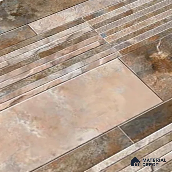 Stacked Stone Wall Tile TL 06587 B Magma Oxido 2 ft x 1 ft Ceramic Matte Finish - 9 mm | Suitable for Courtyard, Stair Lobby Wall, Balcony, Elevation (Sample)
