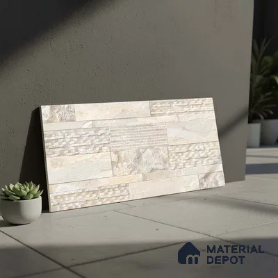 Stacked Stone Wall Tile TL 06587 Magma Canyon 2 ft x 1 ft Ceramic Matte Finish - 9 mm | Suitable for Courtyard, Foyer, Balcony, Elevation