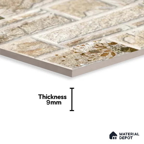 Stacked Stone Wall Tile TL 06592 Sella Crema 2 ft x 1 ft Ceramic Matte Finish - 9 mm | Suitable for Courtyard, Foyer, Balcony, Elevation (Sample)
