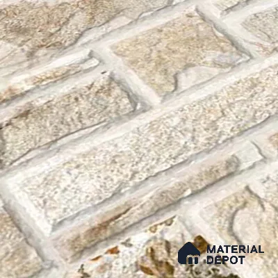 Stacked Stone Wall Tile TL 06592 Sella Crema 2 ft x 1 ft Ceramic Matte Finish - 9 mm | Suitable for Courtyard, Foyer, Balcony, Elevation (Sample)